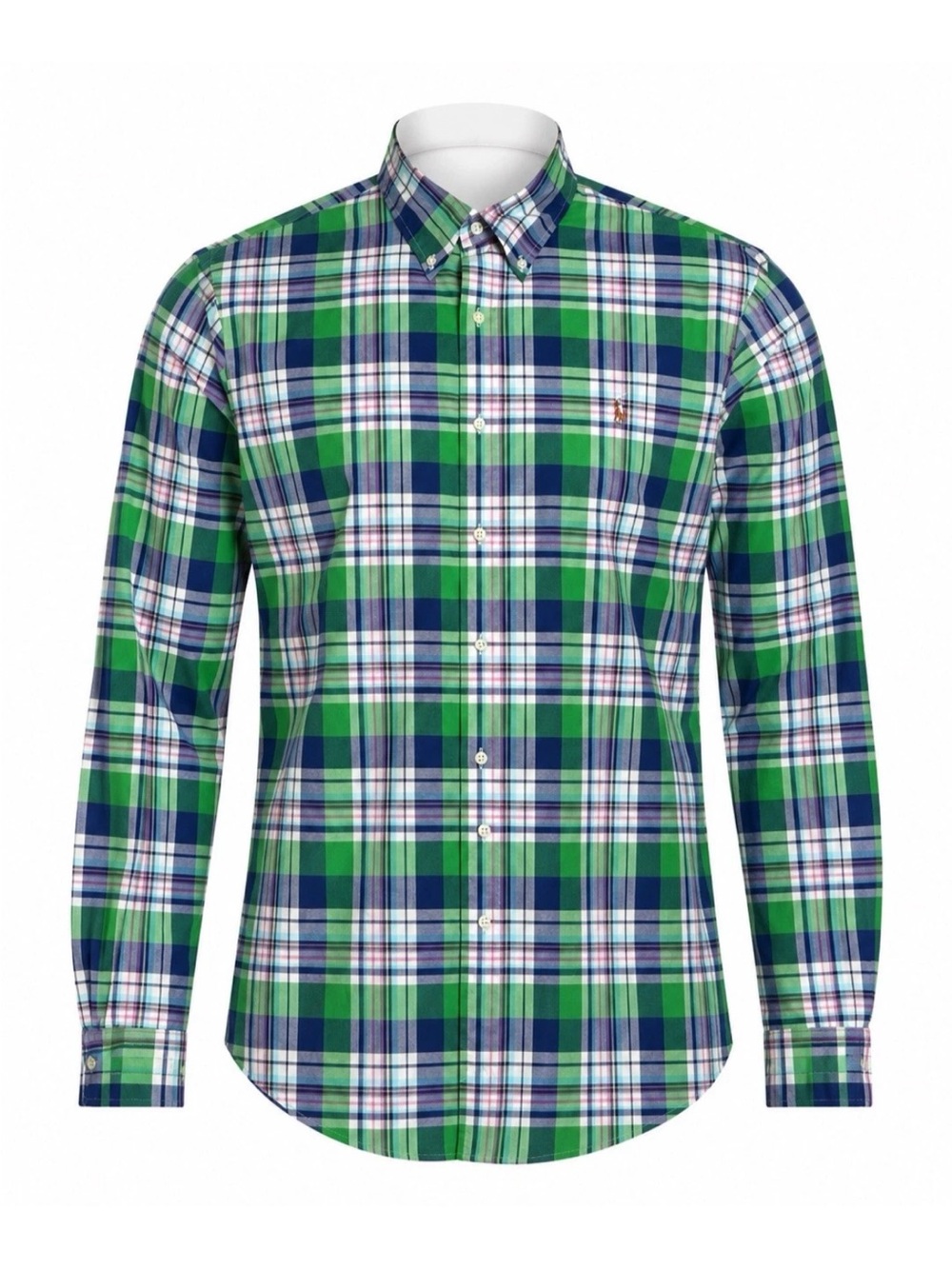 Ralph Lauren Mens XXL Slim Fit Stretch Oxford Shirt Plaid Button Down